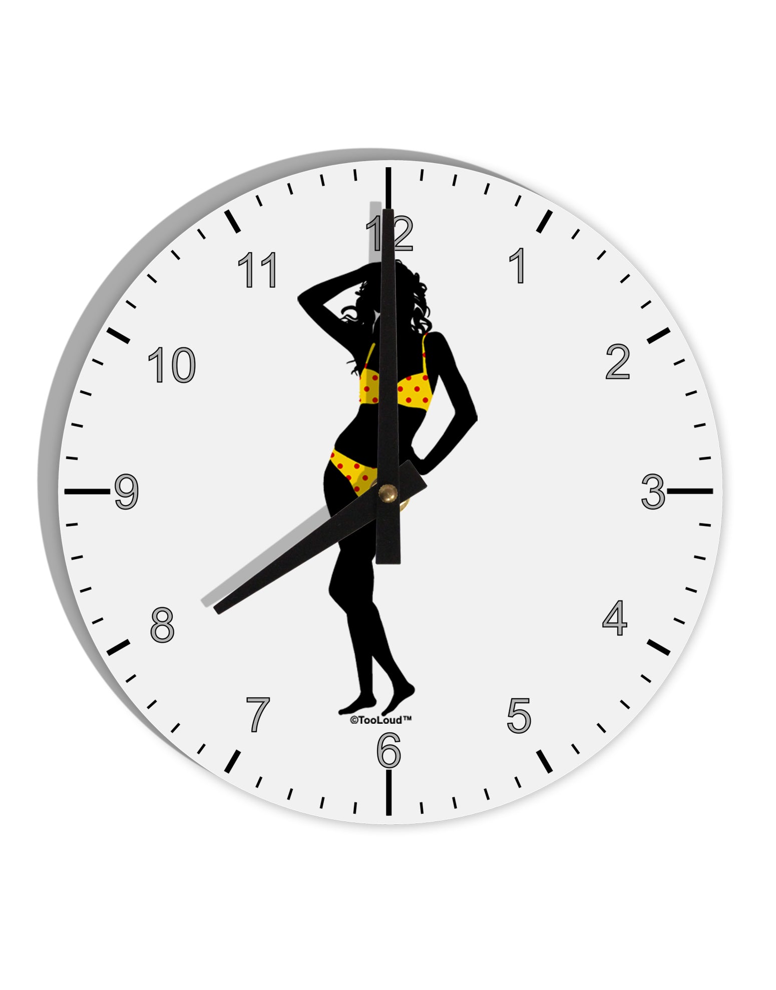 Polka Dot Bikini Shadow 10 InchRound Wall Clock with Numbers by TooLoud-Wall Clock-TooLoud-White-Davson Sales