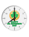 Shamrock Button - St Patrick's Day 10 InchRound Wall Clock with Numbers by TooLoud-Wall Clock-TooLoud-White-Davson Sales