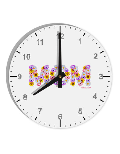 Mom Flowers Design 10 InchRound Wall Clock with Numbers by TooLoud-Wall Clock-TooLoud-White-Davson Sales