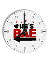 He's BAE - Left Arrow 10 InchRound Wall Clock with Numbers-Wall Clock-TooLoud-White-Davson Sales