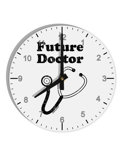 Future Doctor Distressed 10 InchRound Wall Clock with Numbers-Wall Clock-TooLoud-White-Davson Sales