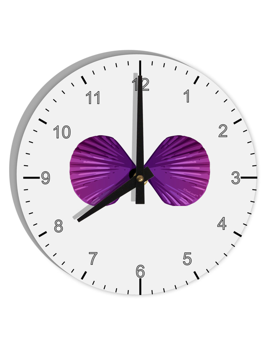 Mermaid Shell Bra Purple 10 InchRound Wall Clock with Numbers by TooLoud-Wall Clock-TooLoud-White-Davson Sales