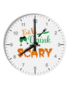 Eat Drink Scary Green 10 InchRound Wall Clock with Numbers-Wall Clock-TooLoud-White-Davson Sales
