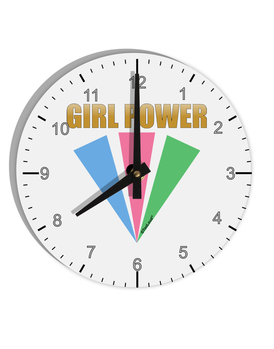 Girl Power Stripes 10 InchRound Wall Clock with Numbers by TooLoud-Wall Clock-TooLoud-White-Davson Sales