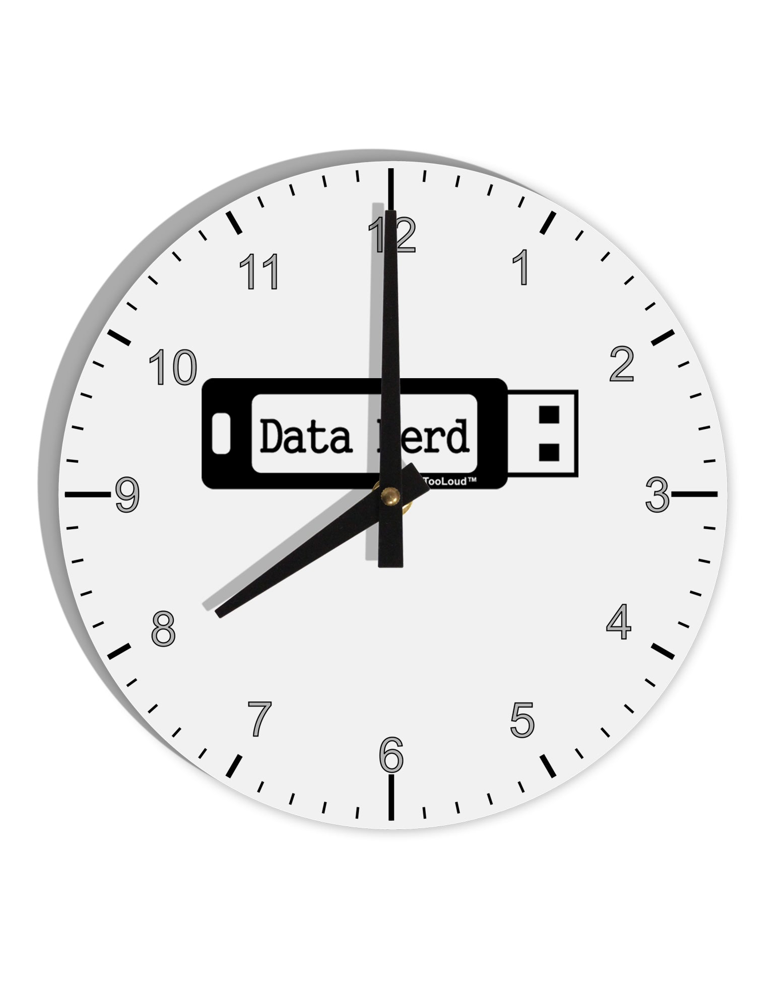 Data Nerd USB 10 InchRound Wall Clock with Numbers by TooLoud-Wall Clock-TooLoud-White-Davson Sales
