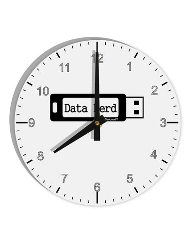 Data Nerd USB 10 InchRound Wall Clock with Numbers by TooLoud-Wall Clock-TooLoud-White-Davson Sales