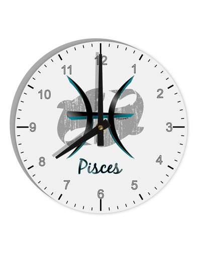 Pisces Symbol 10 InchRound Wall Clock with Numbers-Wall Clock-TooLoud-White-Davson Sales