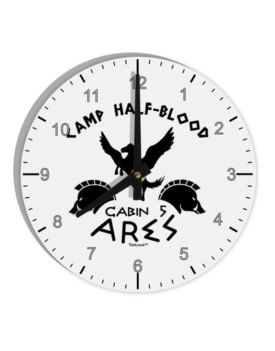 Camp Half Blood Cabin 5 Ares 10 InchRound Wall Clock with Numbers by TooLoud-Wall Clock-TooLoud-White-Davson Sales