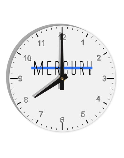 Planet Mercury Text Only 10 InchRound Wall Clock with Numbers by TooLoud-Wall Clock-TooLoud-White-Davson Sales