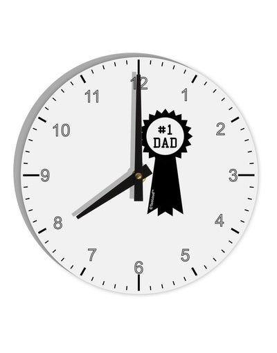 Number One Dad Award Ribbon 10 InchRound Wall Clock with Numbers-Wall Clock-TooLoud-White-Davson Sales