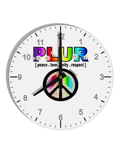 PLUR Rainbow 10 InchRound Wall Clock with Numbers-Wall Clock-TooLoud-White-Davson Sales