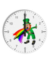 Puking Rainbow Leprechaun 10 InchRound Wall Clock with Numbers-Wall Clock-TooLoud-White-Davson Sales