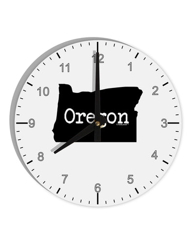 Oregon - United States Shape 10 InchRound Wall Clock with Numbers by TooLoud-Wall Clock-TooLoud-White-Davson Sales