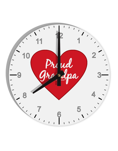 Proud Grandpa Heart 10 InchRound Wall Clock with Numbers by TooLoud-Wall Clock-TooLoud-White-Davson Sales