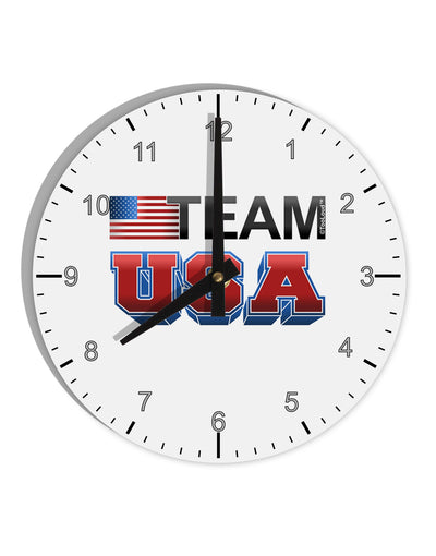 Sporty Team USA 10 InchRound Wall Clock with Numbers-Wall Clock-TooLoud-White-Davson Sales