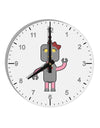 Cute Robot Female 10 InchRound Wall Clock with Numbers by TooLoud-Wall Clock-TooLoud-White-Davson Sales