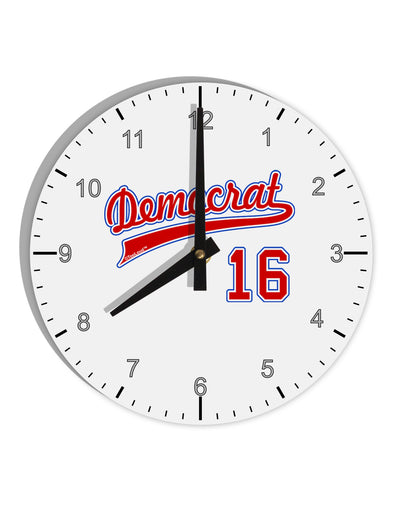 Democrat Jersey 16 10 InchRound Wall Clock with Numbers-Wall Clock-TooLoud-White-Davson Sales