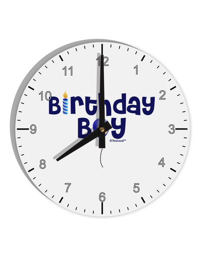 Birthday Boy - Candle and Balloon 10 InchRound Wall Clock with Numbers by TooLoud-Wall Clock-TooLoud-White-Davson Sales