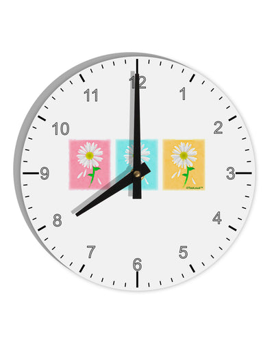 Pretty Daisies Watercolor 8" Round Wall Clock with Numbers-Wall Clock-TooLoud-Davson Sales