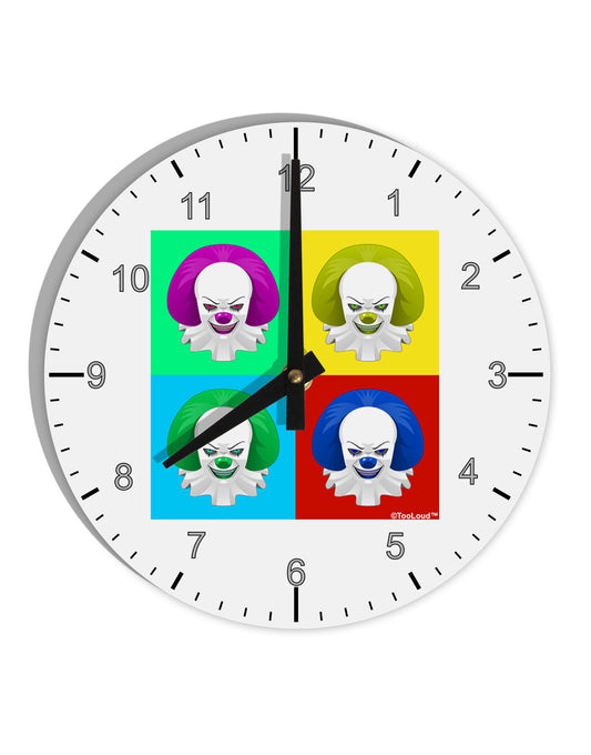 Clown Face Pop Art 2 10 InchRound Wall Clock with Numbers-Wall Clock-TooLoud-White-Davson Sales