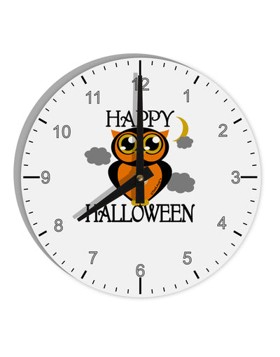 Owl Orange Text 10 InchRound Wall Clock with Numbers-Wall Clock-TooLoud-White-Davson Sales