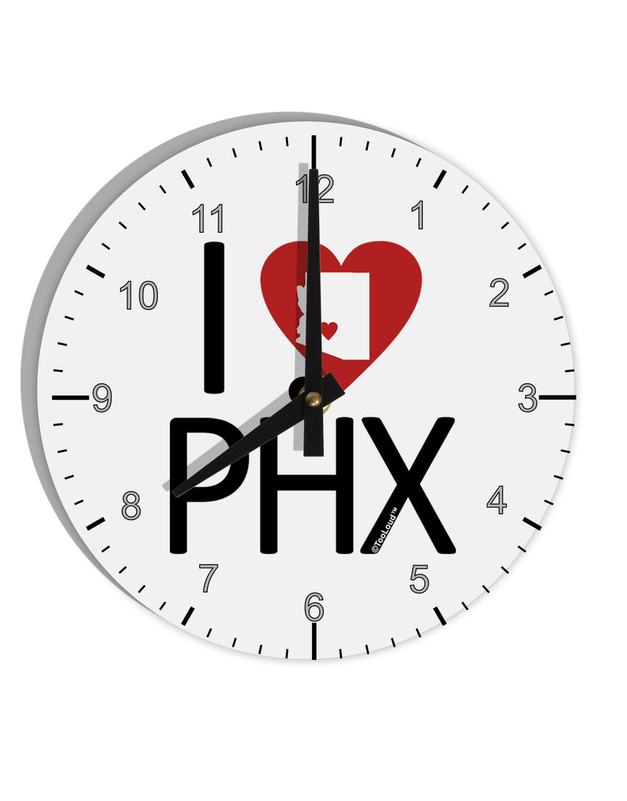 I Heart Phoenix 10 InchRound Wall Clock with Numbers-Wall Clock-TooLoud-White-Davson Sales