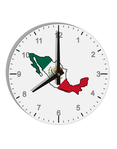 Mexico Outline - Mexican Flag 10 InchRound Wall Clock with Numbers by TooLoud-Wall Clock-TooLoud-White-Davson Sales