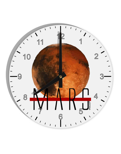 Planet Mars Text 10 InchRound Wall Clock with Numbers-Wall Clock-TooLoud-White-Davson Sales