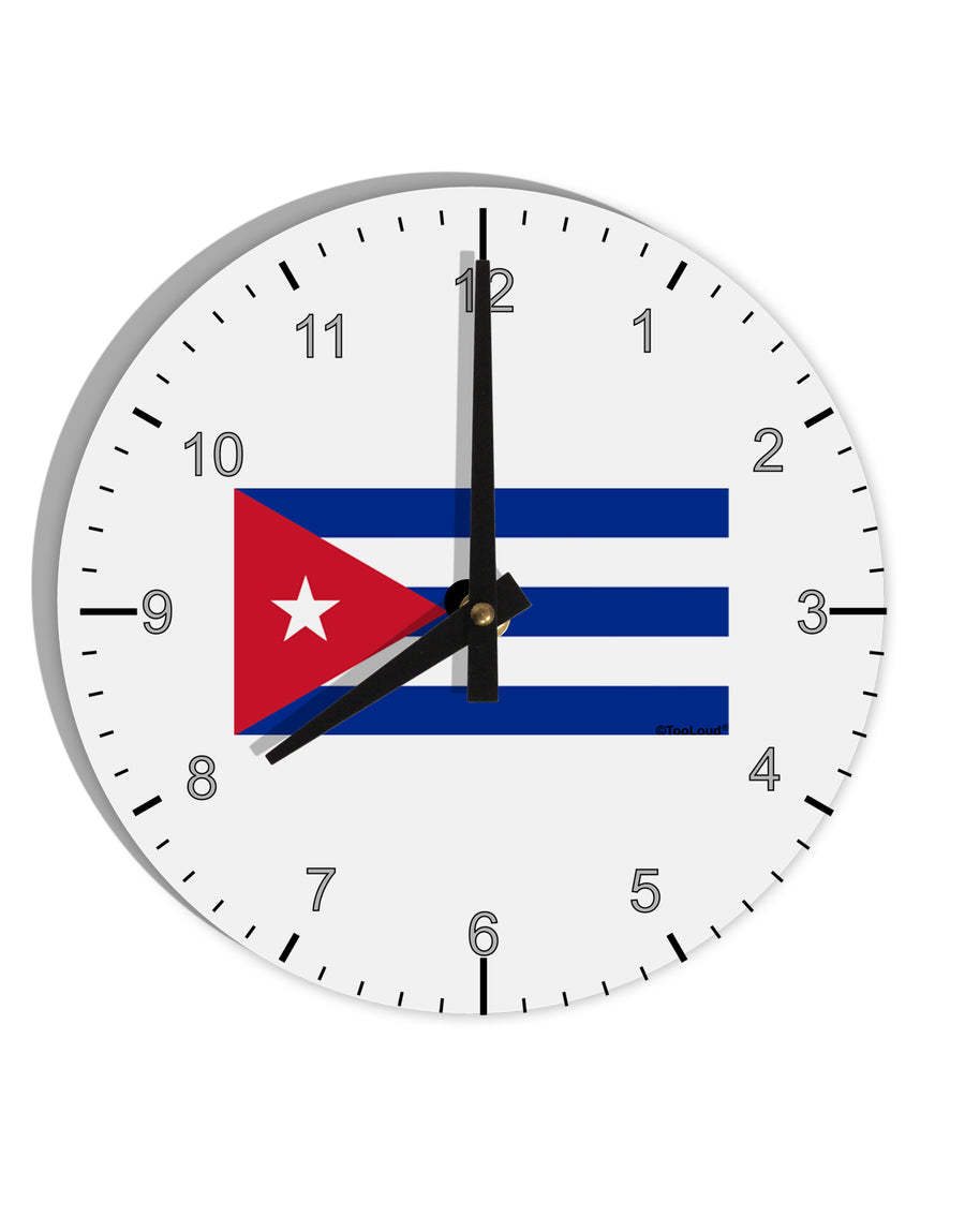 Cuba Flag Cubana 10 InchRound Wall Clock with Numbers by TooLoud-Wall Clock-TooLoud-White-Davson Sales