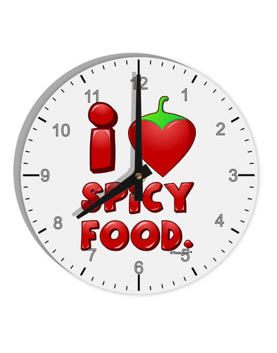 I Heart Spicy Food 10 InchRound Wall Clock with Numbers-Wall Clock-TooLoud-White-Davson Sales