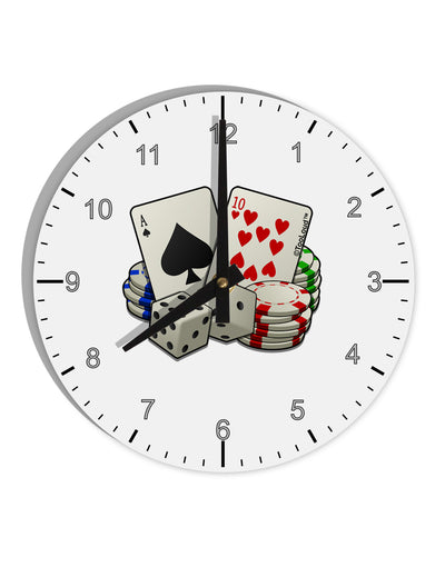 Gambling Weapons 10 InchRound Wall Clock with Numbers-Wall Clock-TooLoud-White-Davson Sales