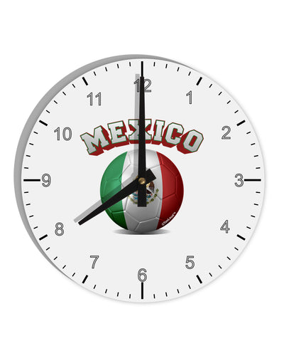 Soccer Ball Flag - Mexico 10 InchRound Wall Clock with Numbers-Wall Clock-TooLoud-White-Davson Sales