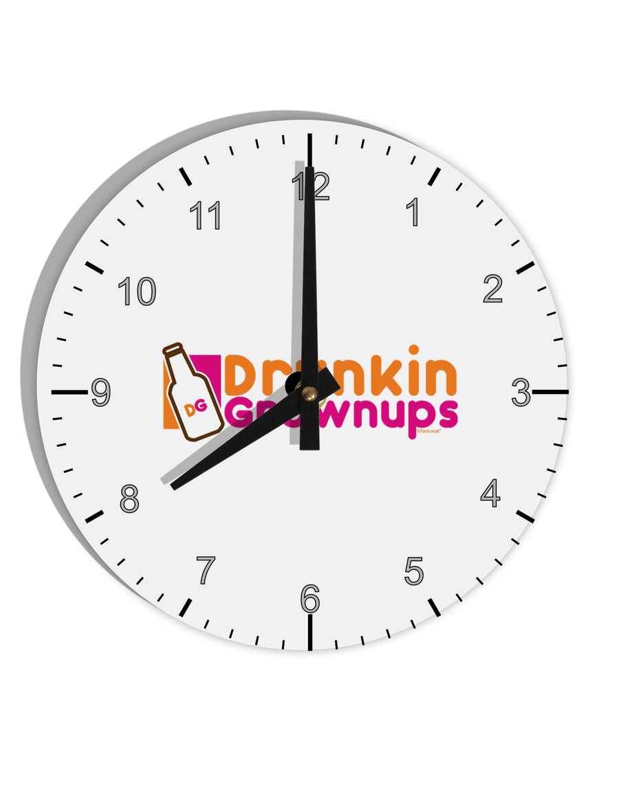 Drunken Grown ups Funny Drinking 10 InchRound Wall Clock with Numbers by TooLoud-Wall Clock-TooLoud-White-Davson Sales