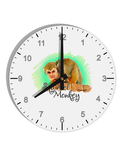 Squirrel Monkey Watercolor Text 10 InchRound Wall Clock with Numbers-Wall Clock-TooLoud-White-Davson Sales