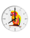 Sun Conure Parrot Watercolor 10 InchRound Wall Clock with Numbers-Wall Clock-TooLoud-White-Davson Sales