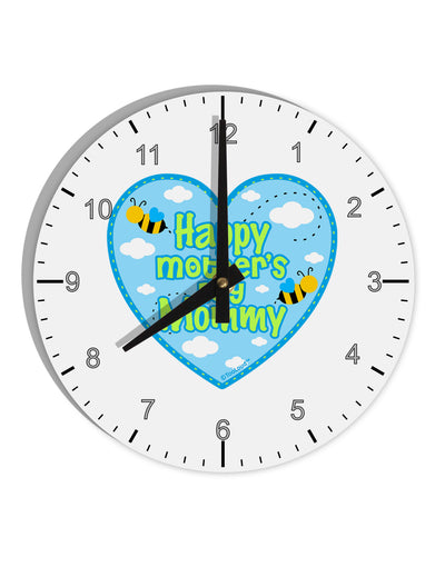 Happy Mother's Day Mommy - Blue 10 InchRound Wall Clock with Numbers by TooLoud-Wall Clock-TooLoud-White-Davson Sales