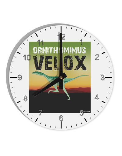 Ornithomimus Velox - With Name 10 InchRound Wall Clock with Numbers by TooLoud-Wall Clock-TooLoud-White-Davson Sales