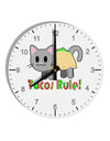 Tacos Rule Taco Cat Design 10 InchRound Wall Clock with Numbers by TooLoud-Wall Clock-TooLoud-White-Davson Sales