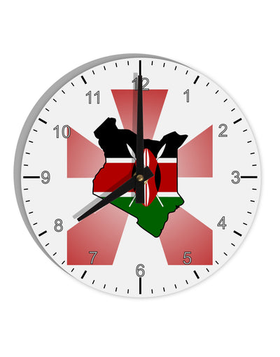 Kenya Flag Design 10 InchRound Wall Clock with Numbers-Wall Clock-TooLoud-White-Davson Sales