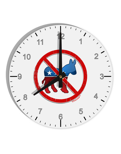 Distressed No Democrats Sign 10 InchRound Wall Clock with Numbers-Wall Clock-TooLoud-White-Davson Sales