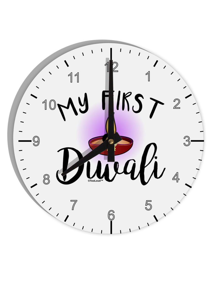 My First Diwali 10 InchRound Wall Clock with Numbers by TooLoud-Wall Clock-TooLoud-White-Davson Sales