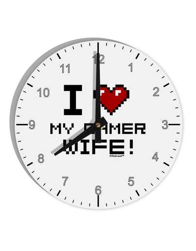 I Heart My Gamer Wife 10 InchRound Wall Clock with Numbers-Wall Clock-TooLoud-White-Davson Sales