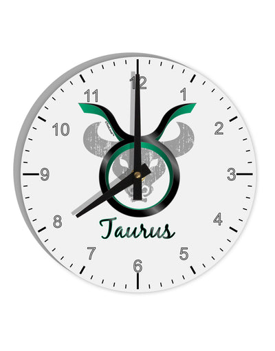 Taurus Symbol 10 InchRound Wall Clock with Numbers-Wall Clock-TooLoud-White-Davson Sales