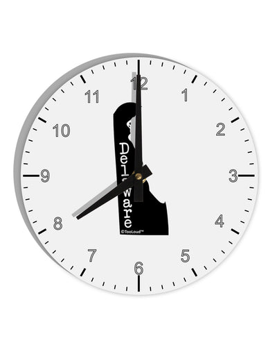 Delaware - United States Shape 10 InchRound Wall Clock with Numbers-Wall Clock-TooLoud-White-Davson Sales