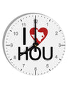 I Heart Houston 10 InchRound Wall Clock with Numbers-Wall Clock-TooLoud-White-Davson Sales