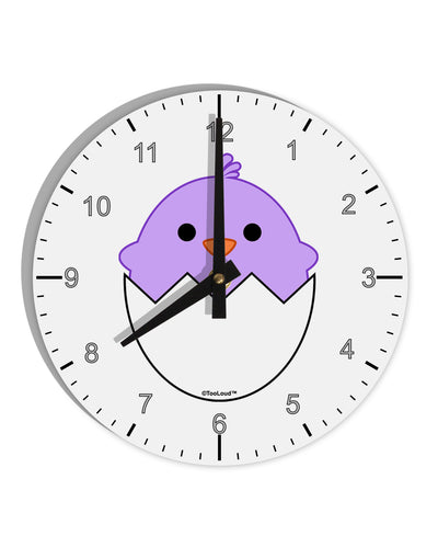 Cute Hatching Chick - Purple 10 InchRound Wall Clock with Numbers by TooLoud-Wall Clock-TooLoud-White-Davson Sales