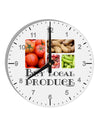 Buy Local Produce Text 10 InchRound Wall Clock with Numbers-Wall Clock-TooLoud-White-Davson Sales