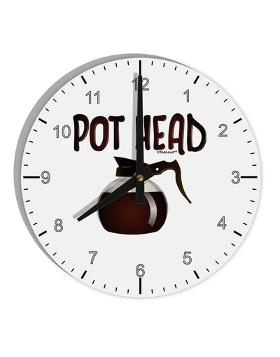 Pot Head - Coffee 10 InchRound Wall Clock with Numbers-Wall Clock-TooLoud-White-Davson Sales