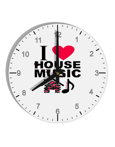 I Love House Pink 10 InchRound Wall Clock with Numbers-Wall Clock-TooLoud-White-Davson Sales