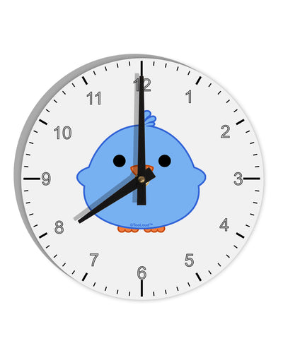 Cute Little Chick - Blue 10 InchRound Wall Clock with Numbers by TooLoud-Wall Clock-TooLoud-White-Davson Sales